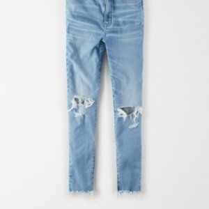 American Eagle Distressed Crop Light Wash Jeans